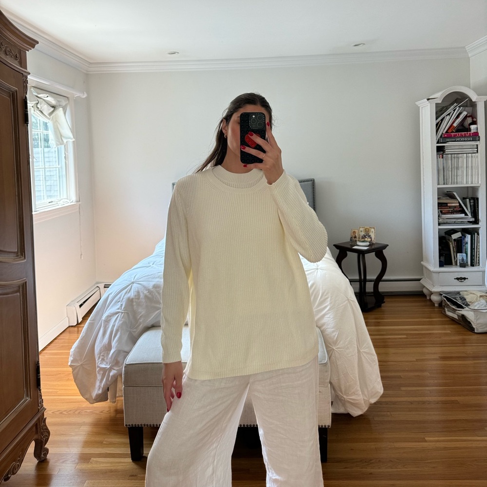 Cream lightweight crewneck sweater